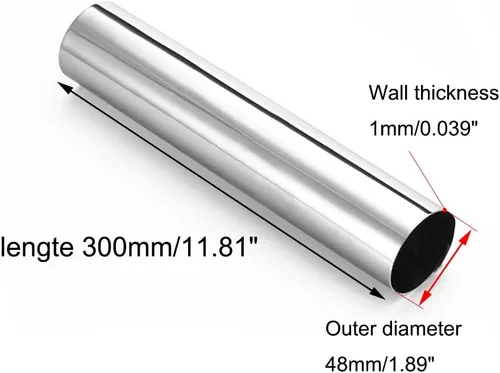 Vista 2 de tubo de acero inoxidable, tubo redondo de acero 304 tubo de escape inoxidable 1.969 in OD 0.039 in pared 11.811 in longitud resistente a