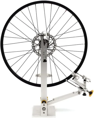Vista 7 de Soporte de rueda de bicicleta, plataforma de reparación de mantenimiento de cubo de bicicleta+herramienta mecánica para ruedas de 10" a 29