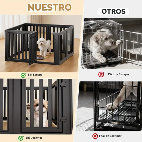 Vista 2 de Corralito para perros, corral transparente para perros, corral para perros en interiores, fácil de instalar y quitar, corralito para cachorros Negro