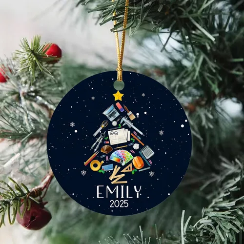 Vista 5 de Adorno con nombre personalizado para arquitecto, recuerdo de arquitecto favorito de Santa, adorno de árbol de Navidad de arquitecto personalizado