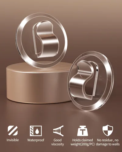 Vista 2 de ispneay 50 clips de luz mini transparentes: pequeños ganchos con tiras adhesivas para cadena de luces interior - gancho de pared de plástico sin