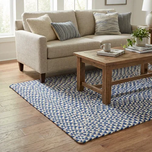 Vista 22 de Super Area Rugs - Alfombra trenzada de algodón de tres colores para granja, estilo búfalo a cuadros, negro, blanco, gris, 2 x 3 pies, rectangular