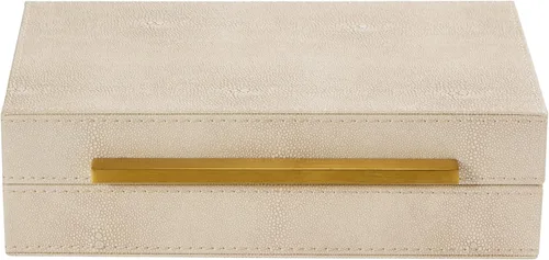 Vista 12 de Sagala Caja Decorativa Negra de Shagreen Con Mango Dorado, Caja Organizadora de Joyas Caja Guardadora, Caja de Almacenamiento de Cuero Sintético