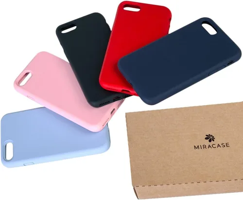 Vista 7 de Miracase Funda diseñada para iPhone SE 2022/SE 2020/7/8, funda multicolor de silicona a prueba de golpes (rojo)