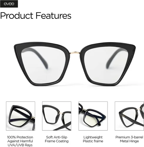 Vista 5 de EVEE Gafas de computadora de moda para mujer con bloqueo de luz azul (Viena)