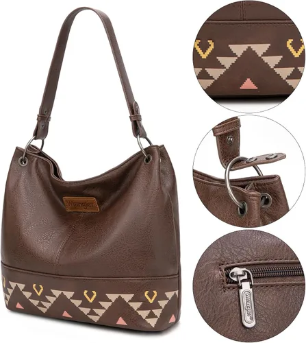 Vista 29 de Wrangler Hobo - Bolsas para mujer de cuero vegano con asa superior, bolsos de hombro y bolsos