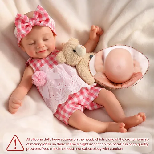 Vista 3 de BABESIDE Muñeca bebé de silicona – Muñecas de bebé Reborn durmiendo de 12 pulgadas, cuerpo completo de silicona, anatómicamente correcta, muñeca