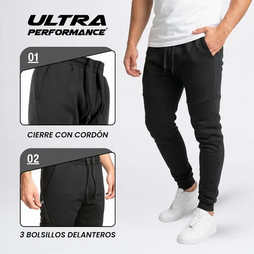 Vista 6 de Ultra Performance Sweatpants for Men 3 Pack Fleece Joggers, with Pockets Negro / Negro / Negro