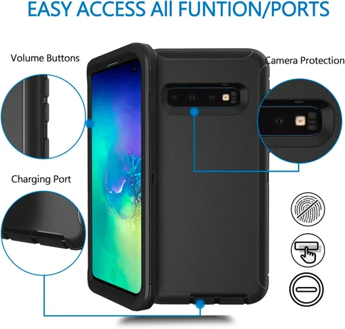 Vista 5 de Funda para Samsung Galaxy S10E, Bisbkrar Phone Case [grado militar] 3 en 1 resistente a prueba de golpes, resistente cubierta de parachoques