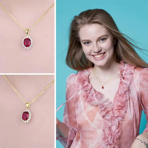 Vista 4 de JewelryPalace Princess Diana Kate Middleton Natural Amethyst Citrine Garnet Peridot Topaz Created Ruby Sapphire Simulated Emerald Pendant Necklace