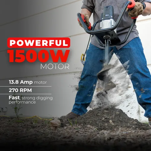 Vista 3 de XtremepowerUS 1200 W 1.6HP excavadora eléctrica c/ puntas de barrena de 4 pulgadas