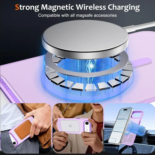 Vista 1124 de Anuck - Funda magnética para iPhone 11 compatible con MagSafe, carcasa trasera mate translúcida dura, borde de TPU, delgada, resistente a impactos
