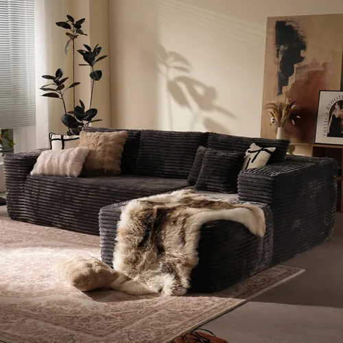 Vista 19 de Sofá modular Cloud de 96 pulgadas con tumbona, asiento profundo en forma de L, moderno sofá cama sin hueso, no requiere montaje, sofás sin hueso