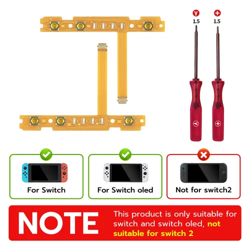 Vista 3 de Wigearss Replacement SL SR Left Right Button Flex Cable for Nintendo SwitchSwitch OLED Joy-Con Controllers Repair Spare Parts with Y-Screwdriver &