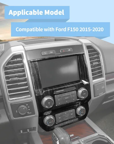 Vista 3 de Voodonala - Funda para panel de control del volumen de navegación de la consola central para Ford F150 2015-2020, grano de madera negro