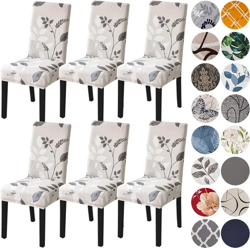 Vista 15 de HZDHCLH Juego de 4 fundas para sillas de comedor color burdeos, fundas elásticas de elastano para sillas Parsons, paquete de 4, fundas de asiento