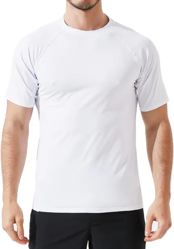 Vista 16 de Arcweg Rashguard Men Swim Short Sleeves Diving UV Protection UPF 50+ Elastic Rash Vest Loose Fit Top Swimming Quick Drying