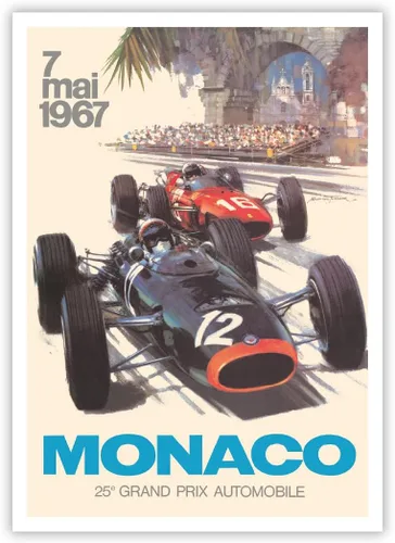 Vista 4 de Juego de 6 pósteres de carreras de autos vintage, sin marco, arte de pared clásico de carreras de automóviles por Géo Ham, Turner, Beligond