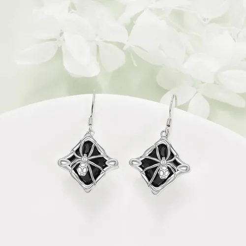 Vista 4 de Pendientes de corazón de brujas, rosa gótica, estetoscopio, calavera, plata de ley 925, joyería gótica de rosa negra para mujer