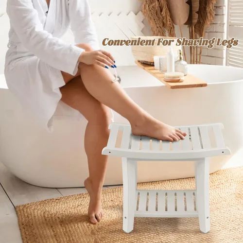 Vista 2 de COSTWAY Banco de ducha para ducha interior, taburete impermeable para Blanco cremoso
