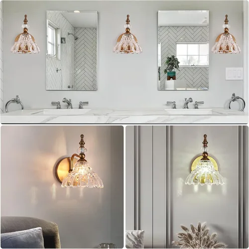 Vista 7 de HDDFL Lámpara de baño sobre espejo, accesorios de iluminación de tocador de latón mate, apliques de pared modernos para dormitorio, baño, pasillo