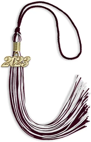 Vista 348 de Endea Graduation - Borla de doble color mixto con fecha dorada (negro/dorado antiguo, 2021)