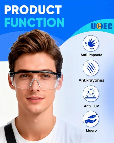 Vista 2 de UCEC Gafas de seguridad transparentes, gafas de protección ocular