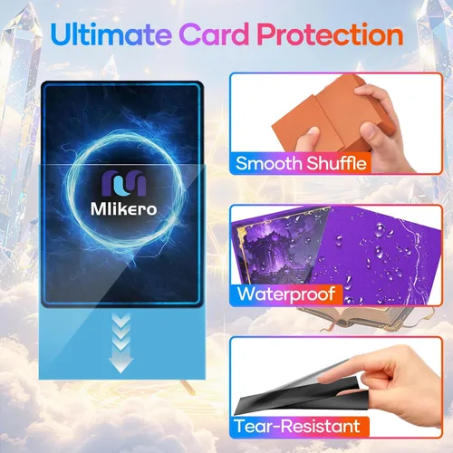 Vista 5 de Mlikero 1000 fundas para tarjetas, fundas para tarjetas de béisbol para tarjetas estándar, 10 colores fundas para tarjetas intercambiables aptas
