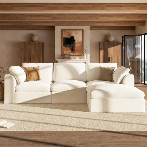 Vista 20 de Sofás seccionales Cloud de 110 pulgadas para sala de estar, sofá convertible sin hueso en forma de L con otomana, juego de sofá modular de gran