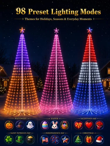Vista 3 de Popotan Árbol de Navidad de Halloween para exteriores, 7 pies 295 LED
