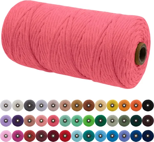Vista 47 de JeogYong Cordón de macramé de un solo hilo 3 mm x 109 yardas (328 pies) Cuerda de algodón suave Hilo de macramé de 3 mm, suministros de macramé