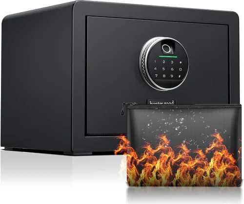 Vista 14 de Caja de seguridad para el hogar Caja de seguridad de lujo para joyas con bloqueo por huella dactilar y teclado, estante removible, de alta seguridad