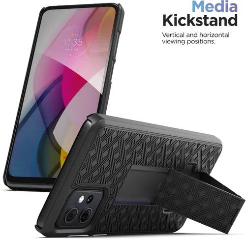Vista 3 de Encased Funda de cinturón para Moto G Power 5G (modelo 2023) Funda delgada con clip para funda de teléfono (negro)