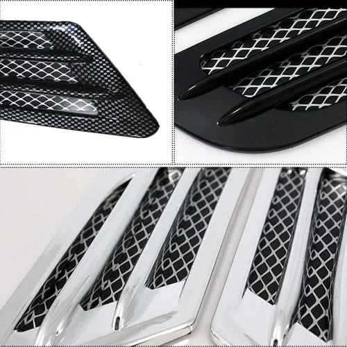 Vista 4 de Adhesivo para ventilación de coche, ajuste universal, fibra de carbono, 6.5 x 3.9 in, 2P, negro