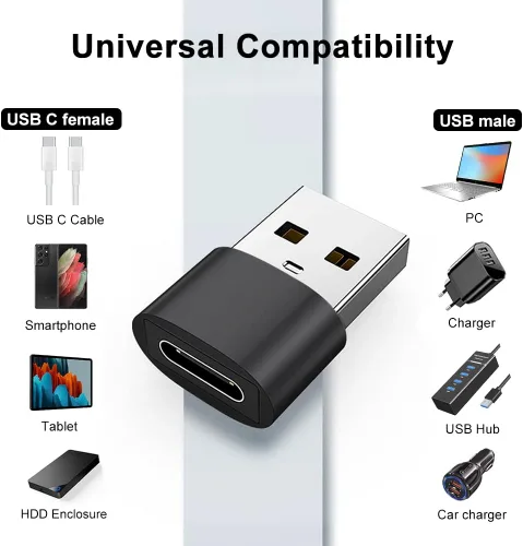 Vista 2 de Adaptador USB C hembra a USB macho, paquete de 3 unidades, adaptador USB tipo C a USB-A OTG compatible con iPhone 17/16/15 Samsung Galaxy