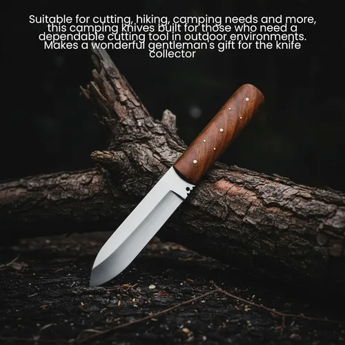 Vista 4 de SZCO Cuchillo de Caza Full Tang de 8 Pulgadas - Cuchillo de Campamento Clásico Patch con Mango de Madera de Burlwood, Hoja de Acero Inoxidable