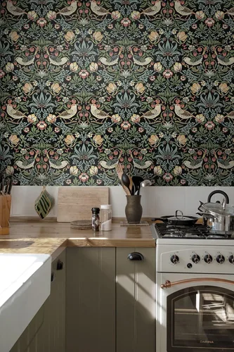 Vista 7 de NextWall Aves Garden - Papel tapiz autoadhesivo (ébano)
