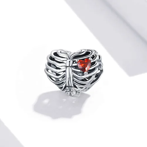 Vista 4 de BABAMIA Dijes de corazón con dije de rosa para pulseras cuentas de plata de ley 925 se adapta a pulseras y collares pavimentados con circonita