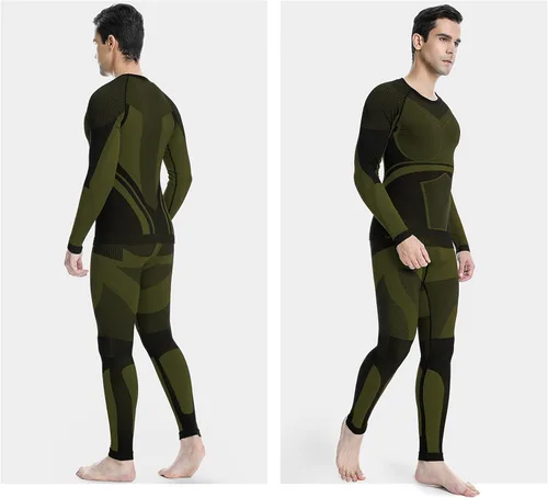 Vista 5 de MEETWEE Men's Thermal Underwear Set, Winter Ski Gear Fleece Lined Long Johns Base Layer Warm Top & Bottom for Skiing Black