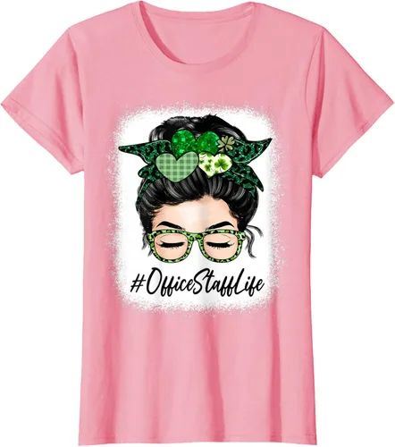 Vista 12 de Office Staff - Camiseta de trébol para mujer, diseño de moño desordenado, Verde