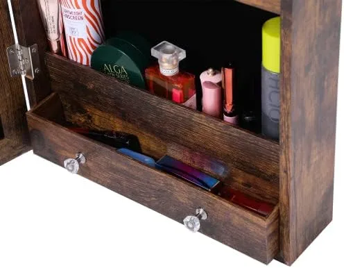 Vista 6 de HOUAGI Espejo con almacenamiento de joyas, organizador de joyas sobre la puerta, armario de joyería colgante con cerradura y espejo de longitud