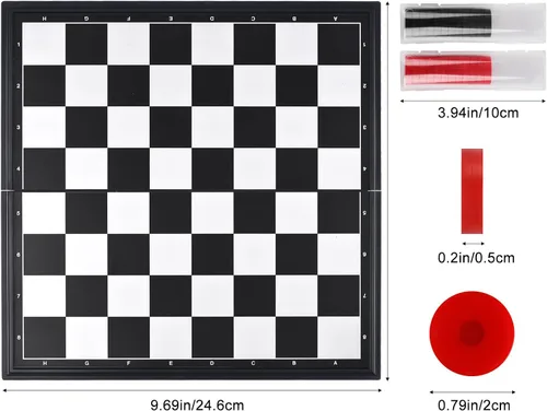 Vista 2 de Juego de mesa magnético de damas de viaje con tablero plegable, juguetes educativos familiares para niños y adultos
