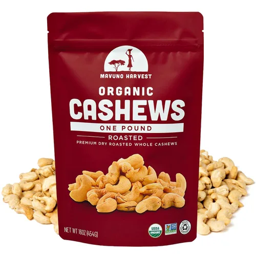 Vista 7 de Mavuno Harvest Anacardos tostados orgánicos con sal marina Anacardos enteros tostados secos Snacks saludables veganos sin OMG para niños