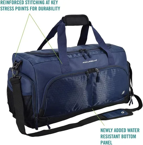 Vista 2 de Ultimate Gym Bag 2.0 la duradera bolsa de lona diseñada por crowdsource con 10 compartimentos óptimos, incluyendo bolsa resistente al agua