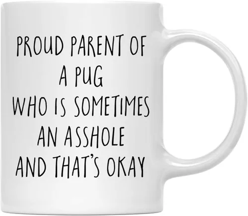 Vista 119 de Andaz Press Funny Dog - Taza de café de 11 onzas, regalo de broma, orgulloso padre de un afenpinscher que es a veces un gilipollas y eso está bien