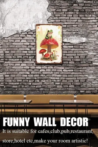 Vista 3 de Zomyto Cartel de metal vintage con diseño de rana para los amantes de las ranas, letrero de hojalata vintage, divertido letrero de pared de rana