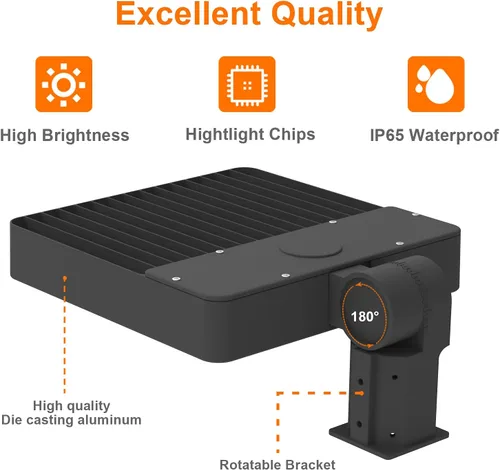 Vista 4 de Iluminación LED para estacionamiento, 150 W, caja de zapatos, luz de 19500 lm AC100-277 V, luz de área de calle para camino, jardín y lugares al