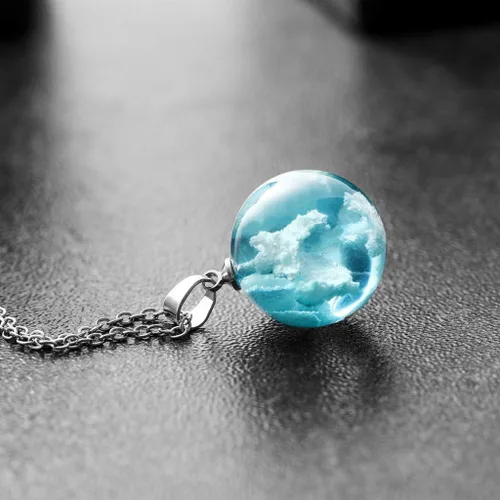Vista 6 de Lroxiy Collares para mujeres y niñas, diseño creativo de girasol copo de nieve azul cielo hoja colgante cadena de San Valentín regalos joyería