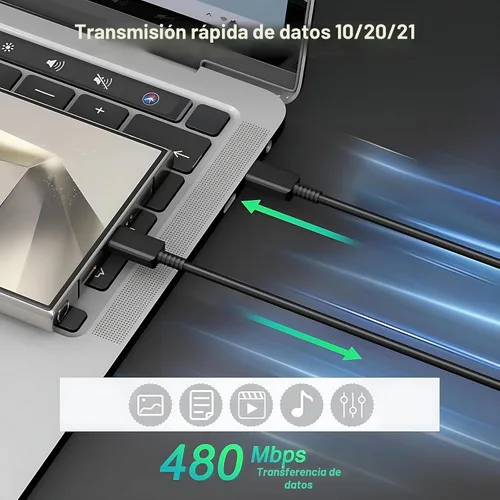 Vista 5 de Samsung - Cargador de teléfono súper rápido compatible con cargador rápido USB C de 45 W, cable de carga rápida de 10 pies tipo C para Samsung negro