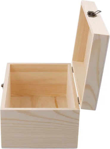 Vista 4 de FUNSUEI 4 cajas de madera de 7.9 x 5.1 x 3.9 pulgadas con tapa con bisagras, caja de madera sin terminar, cajas de madera para manualidades